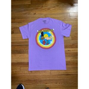 Nickelodeon Hey Arnold T Shirt Mens Medium Purple 90s Cartoon Graphic